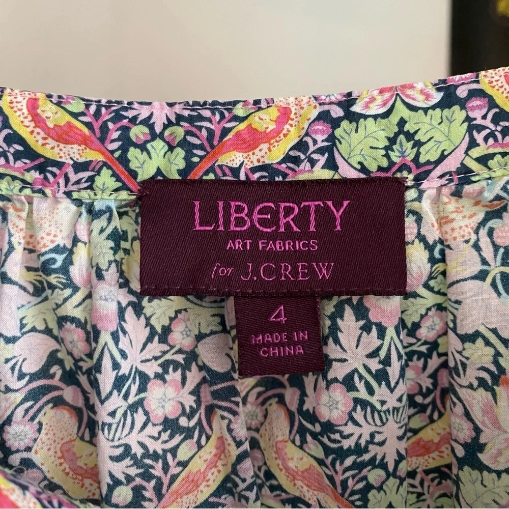 J. Crew Liberty Fabric Strawberry Thief Peony Print Square Neck Penny Blouse 4